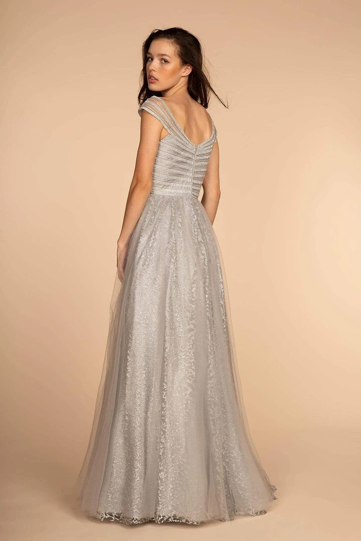 Elizabeth K - GL2526 Cap Sleeve Jewel Adorned Bodice A-Line Gown 8 Elizabeth K - GL2526 Cap Sleeve Jewel Adorned Bodice A-Line Gown