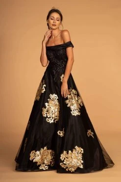 Elizabeth K - GL2542 Sequin Embellished Off-Shoulder Evening Gown
