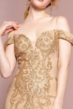 Elizabeth K - GL2552 Tulle Sequin Off Shoulder Mermaid Long Dress