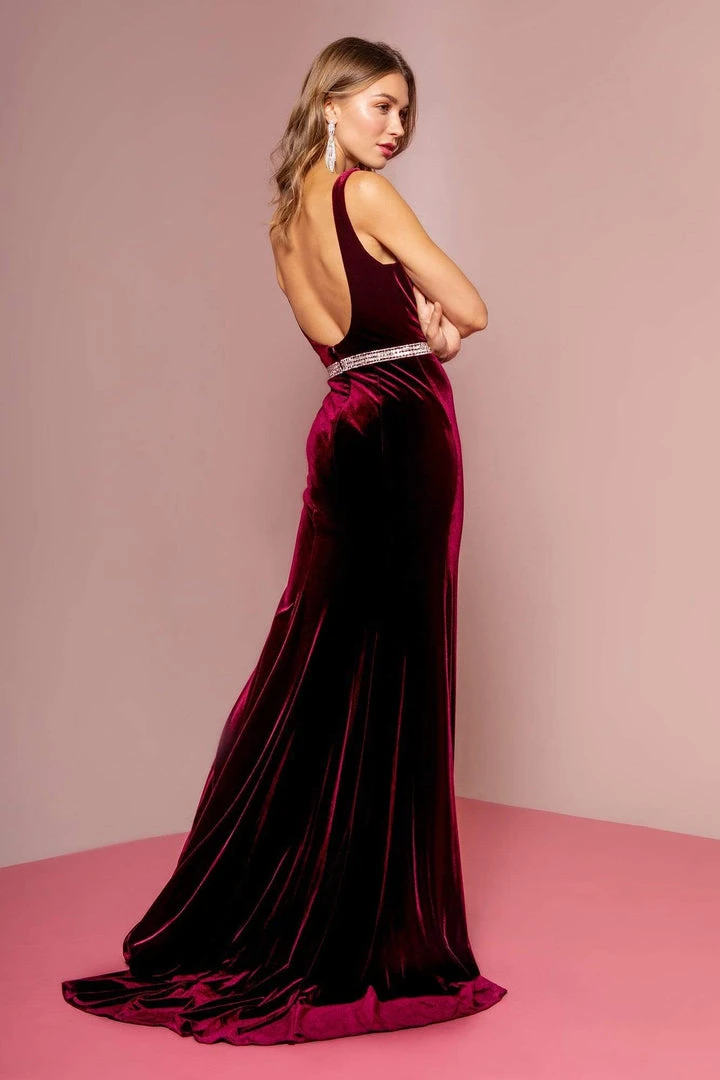 Elizabeth K - GL2559 Low Scoop Back Sleeveless V-Neck Velvet Gown 8 Elizabeth K - GL2559 Low Scoop Back Sleeveless V-Neck Velvet Gown