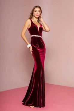 Elizabeth K - GL2559 Low Scoop Back Sleeveless V-Neck Velvet Gown 17 Elizabeth K - GL2559 Low Scoop Back Sleeveless V-Neck Velvet Gown