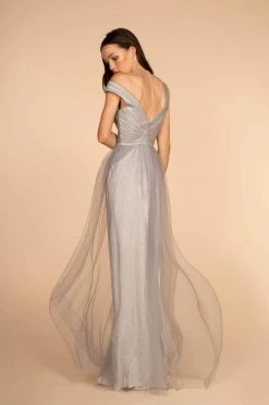 Elizabeth K - GL2560 Cap Sleeve Ruched Mesh Long Gown