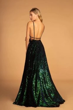 Elizabeth K - GL2581 Allover Sequin Sexy Open Back A-Line Gown 23 Elizabeth K - GL2581 Allover Sequin Sexy Open Back A-Line Gown