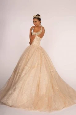 Elizabeth K - GL2602 Embroidered Halter Ballgown