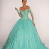 Elizabeth K - GL2603 Crystal Embellished Off-Shoulder Ballgown 1 Elizabeth K - GL2603 Crystal Embellished Off-Shoulder Ballgown