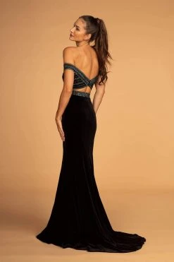 Elizabeth K - GL2628 Embellished Off-Shoulder Velvet Dress
