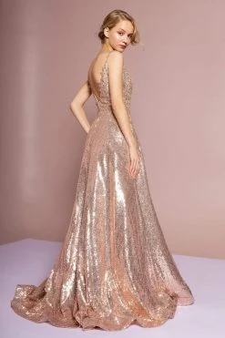 Elizabeth K - GL2652 Sequined Plunging V-Neck Gown 9 Elizabeth K - GL2652 Sequined Plunging V-Neck Gown