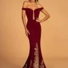 Elizabeth K - GL2658 Off-Shoulder Fitted Mermaid Dress