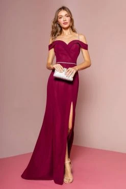 Elizabeth K - GL2665 Surplice Off Shoulder High Slit Gown 16 Elizabeth K - GL2665 Surplice Off Shoulder High Slit Gown