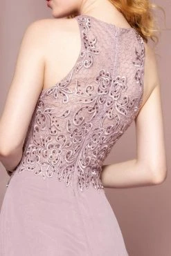 Elizabeth K - GL2680 Floral Embroidered A-Line Dress