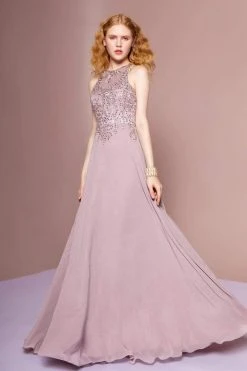 Elizabeth K - GL2680 Floral Embroidered A-Line Dress