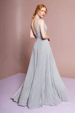 Elizabeth K - GL2687 Deep V-neck Pleated A-line Dress 25 Elizabeth K - GL2687 Deep V-neck Pleated A-line Dress