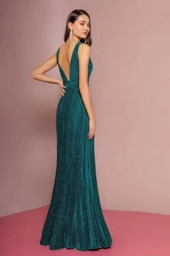 Elizabeth K - GL2687 Deep V-neck Pleated A-line Dress 29 Elizabeth K - GL2687 Deep V-neck Pleated A-line Dress