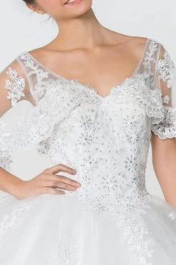 Elizabeth K - GL2800 Sheer Cape Sleeve Appliqued Glitter Ballgown 13 Elizabeth K - GL2800 Sheer Cape Sleeve Appliqued Glitter Ballgown