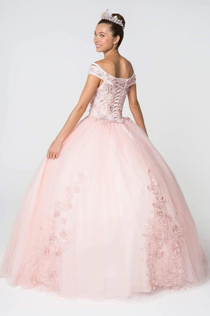 Elizabeth K - GL2802 Floral Embroidered Off Shoulder Ballgown 4 Elizabeth K - GL2802 Floral Embroidered Off Shoulder Ballgown