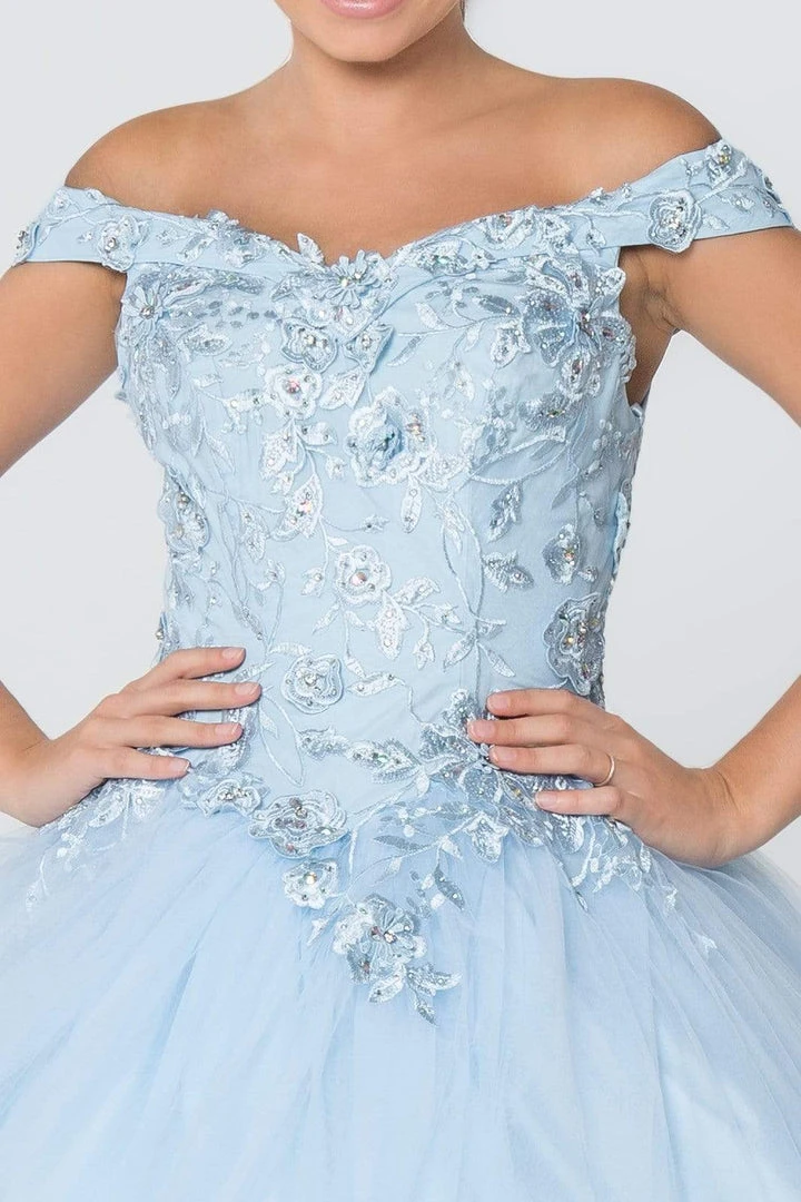 Elizabeth K - GL2802 Floral Embroidered Off Shoulder Ballgown 8 Elizabeth K - GL2802 Floral Embroidered Off Shoulder Ballgown