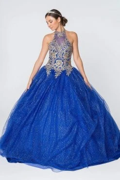 Elizabeth K - GL2805 Gilt Embroidered Halter Glitter Ballgown 25 Elizabeth K - GL2805 Gilt Embroidered Halter Glitter Ballgown