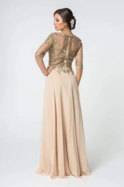 Elizabeth K - GL2812 Embroidered Illusion Bateau A-Line Dress