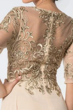 Elizabeth K - GL2812 Embroidered Illusion Bateau A-Line Dress