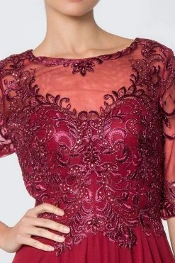 Elizabeth K - GL2812 Embroidered Illusion Bateau A-Line Dress