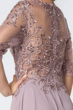 Elizabeth K - GL2812 Embroidered Illusion Bateau A-Line Dress