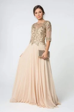 Elizabeth K - GL2812 Embroidered Illusion Bateau A-Line Dress