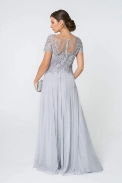 Elizabeth K - GL2813 Short Sleeve Embroidered Bodice Chiffon Dress 15 Elizabeth K - GL2813 Short Sleeve Embroidered Bodice Chiffon Dress