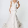 Elizabeth K - GL2821 Embellished Lace V-neck Trumpet Gown