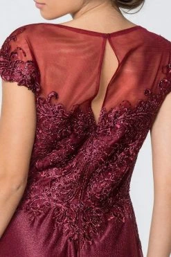 Elizabeth K - GL2828 Embellished Lace Bateau Chiffon A-line Gown