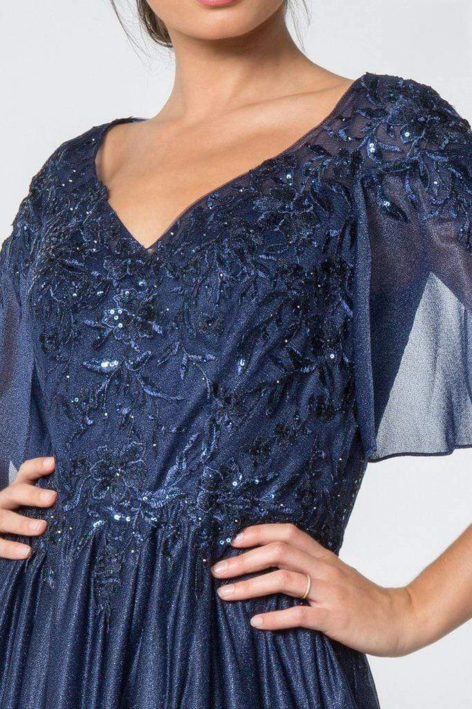 Elizabeth K - GL2830 Sheer Cape Sleeve Appliqued Chiffon Dress 9 Elizabeth K - GL2830 Sheer Cape Sleeve Appliqued Chiffon Dress