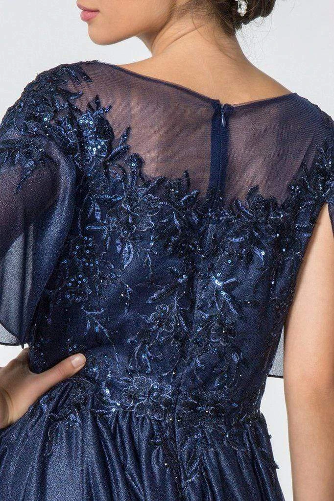 Elizabeth K - GL2830 Sheer Cape Sleeve Appliqued Chiffon Dress 10 Elizabeth K - GL2830 Sheer Cape Sleeve Appliqued Chiffon Dress