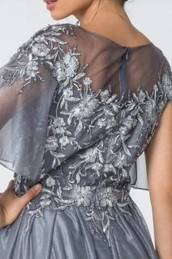 Elizabeth K - GL2830 Sheer Cape Sleeve Appliqued Chiffon Dress 13 Elizabeth K - GL2830 Sheer Cape Sleeve Appliqued Chiffon Dress