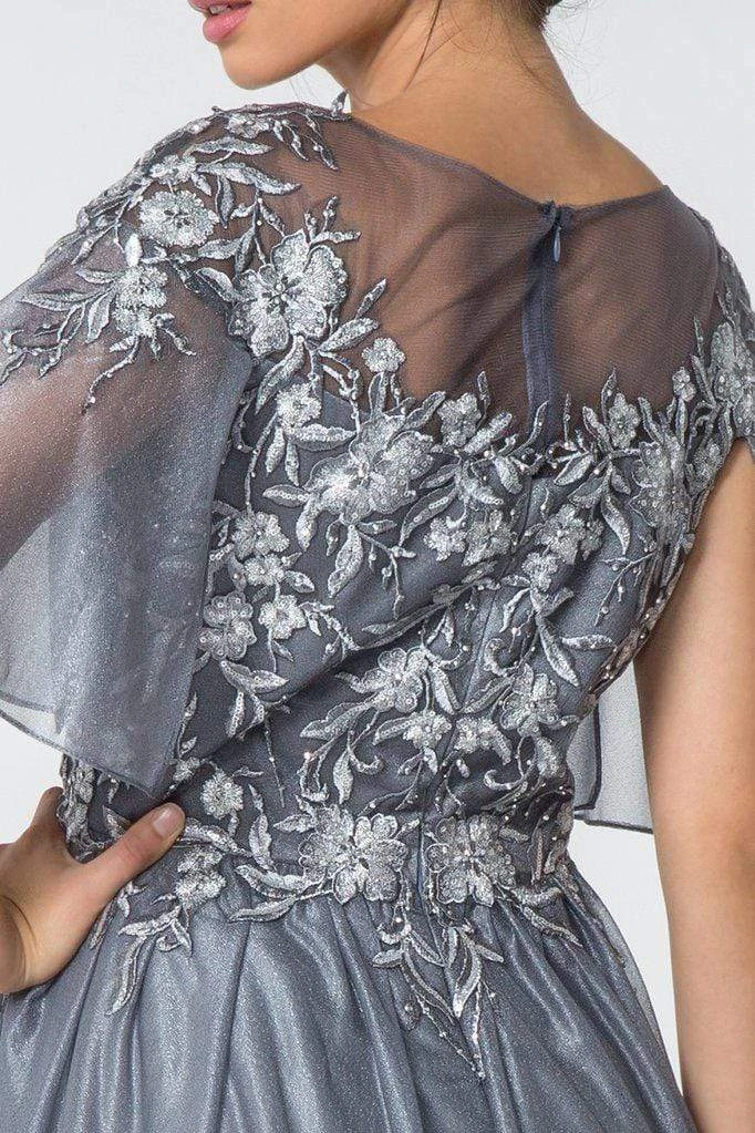 Elizabeth K - GL2830 Sheer Cape Sleeve Appliqued Chiffon Dress 6 Elizabeth K - GL2830 Sheer Cape Sleeve Appliqued Chiffon Dress