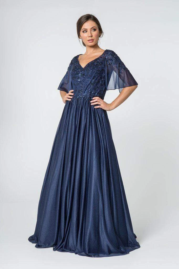 Elizabeth K - GL2830 Sheer Cape Sleeve Appliqued Chiffon Dress 7 Elizabeth K - GL2830 Sheer Cape Sleeve Appliqued Chiffon Dress