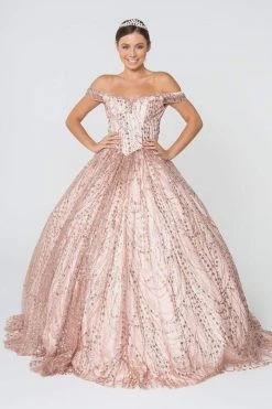 Elizabeth K - GL2831 Off Shoulder Glitter Mesh Ballgown 8 Elizabeth K - GL2831 Off Shoulder Glitter Mesh Ballgown