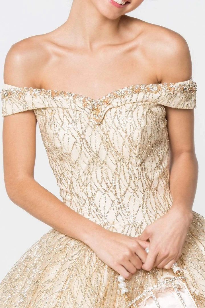 Elizabeth K - GL2832 Foldover Off Shoulder Glitter Ballgown 5 Elizabeth K - GL2832 Foldover Off Shoulder Glitter Ballgown