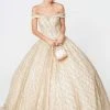 Elizabeth K - GL2832 Foldover Off Shoulder Glitter Ballgown 1 Elizabeth K - GL2832 Foldover Off Shoulder Glitter Ballgown