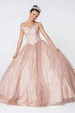 Elizabeth K - GL2832 Foldover Off Shoulder Glitter Ballgown 12 Elizabeth K - GL2832 Foldover Off Shoulder Glitter Ballgown