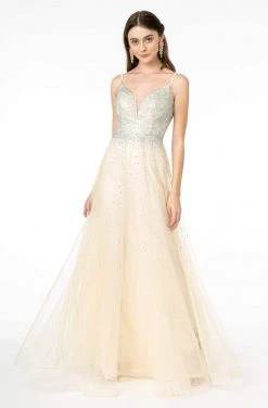 Elizabeth K - GL2891 Beaded Bodice Illusion Deep V-Neck Long Dress 16 Elizabeth K - GL2891 Beaded Bodice Illusion Deep V-Neck Long Dress