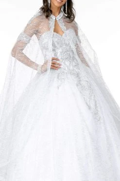 Elizabeth K - GL2914 Glitter Embellished Sweetheart Ballgown With Cape 15 Elizabeth K - GL2914 Glitter Embellished Sweetheart Ballgown With Cape