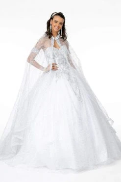 Elizabeth K - GL2914 Glitter Embellished Sweetheart Ballgown With Cape 13 Elizabeth K - GL2914 Glitter Embellished Sweetheart Ballgown With Cape