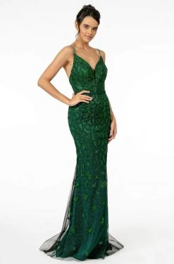 Elizabeth K - GL2917 Illusion Deep V-Neck Glitter Mesh Long Gown 14 Elizabeth K - GL2917 Illusion Deep V-Neck Glitter Mesh Long Gown