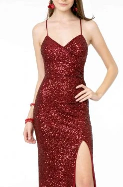 Elizabeth K - GL2919 Sequined V-Neck Sheath Dress 16 Elizabeth K - GL2919 Sequined V-Neck Sheath Dress