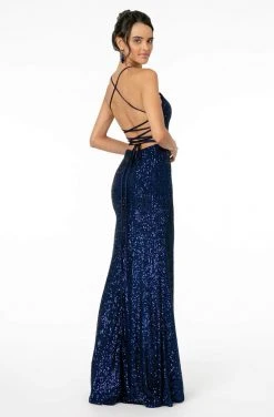 Elizabeth K - GL2919 Sequined V-Neck Sheath Dress 11 Elizabeth K - GL2919 Sequined V-Neck Sheath Dress
