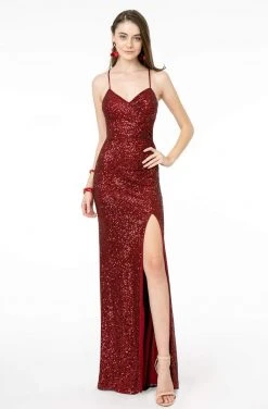 Elizabeth K - GL2919 Sequined V-Neck Sheath Dress 17 Elizabeth K - GL2919 Sequined V-Neck Sheath Dress