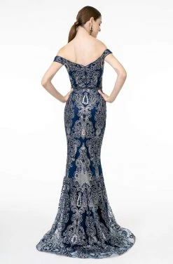 Elizabeth K - GL2922 Glitter Off-Shoulder Evening Dress