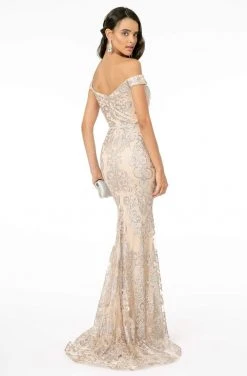 Elizabeth K - GL2922 Glitter Off-Shoulder Evening Dress