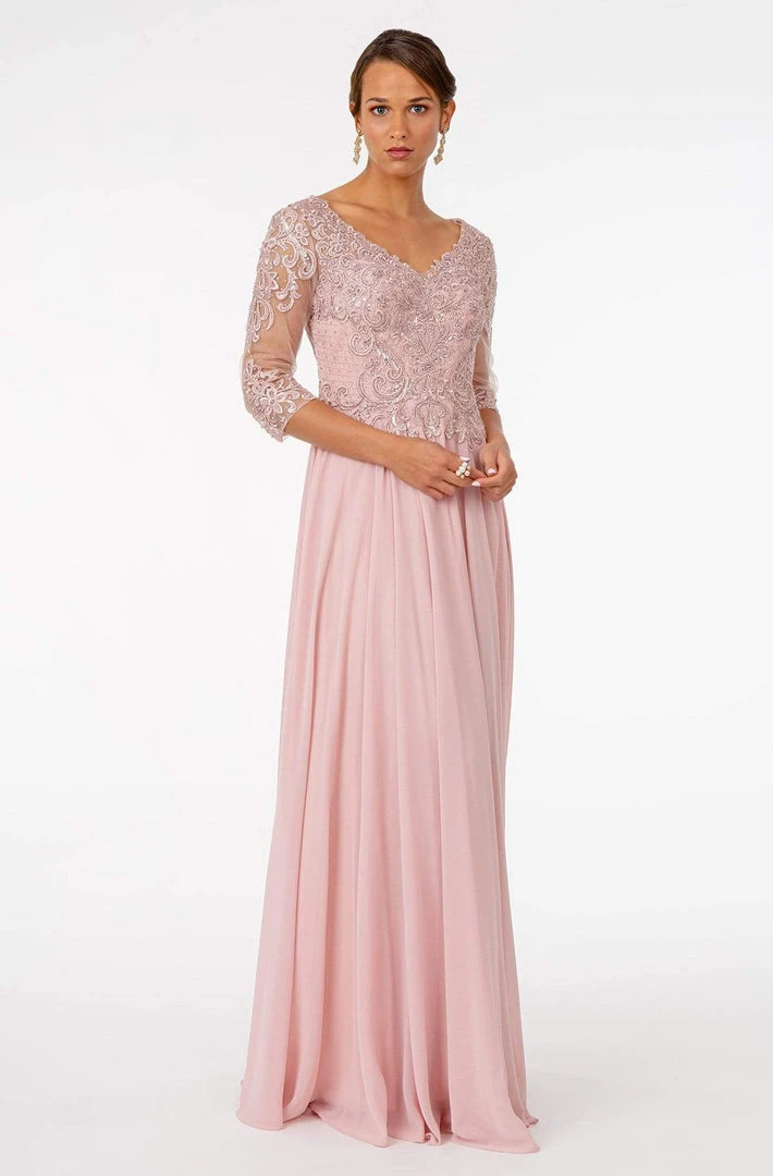 Elizabeth K - GL2925 Embroidered V-Neck A-Line Dress 5 Elizabeth K - GL2925 Embroidered V-Neck A-Line Dress