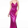 Elizabeth K - GL2943 Plunging V-Neck Ruched Trumpet Dress 1 Elizabeth K - GL2943 Plunging V-Neck Ruched Trumpet Dress