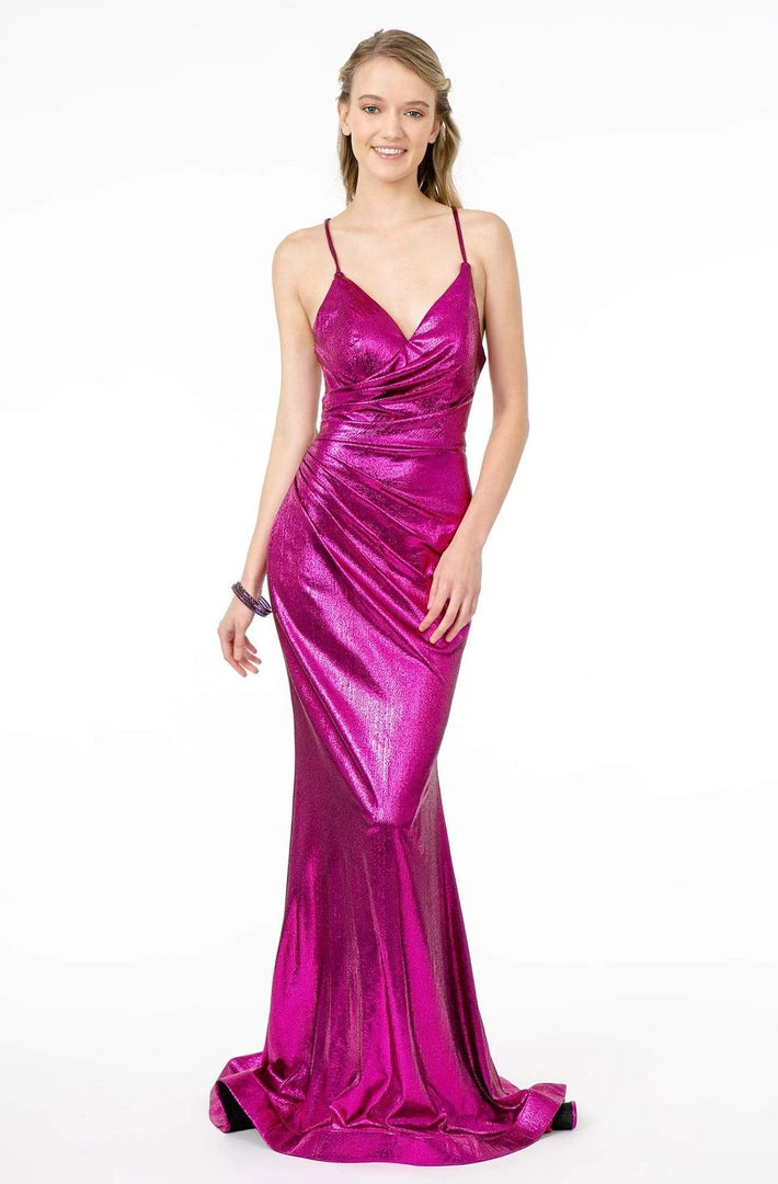 Elizabeth K - GL2943 Plunging V-Neck Ruched Trumpet Dress 3 Elizabeth K - GL2943 Plunging V-Neck Ruched Trumpet Dress